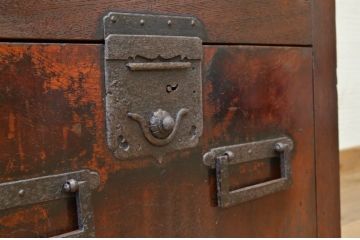 アンティーク家具　古民具　骨董　前面欅!味のある大帳場箪笥(水屋箪笥)