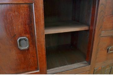 アンティーク家具　古民具　骨董　前面欅!味のある大帳場箪笥(水屋箪笥)