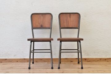 アンティーク家具　古い鉄脚のシンプルな椅子(イス)2