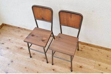アンティーク家具　古い鉄脚のシンプルな椅子(イス)2