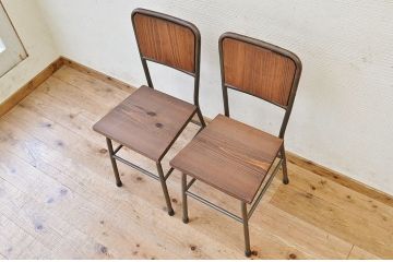 アンティーク家具　古い鉄脚のシンプルな椅子(イス)3