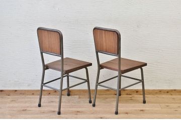 アンティーク家具　古い鉄脚のシンプルな椅子(イス)3