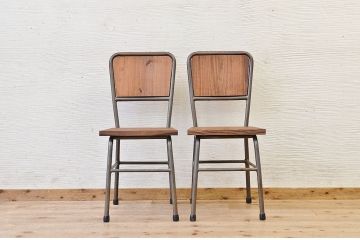 アンティーク家具　古い鉄脚のシンプルな椅子(イス)11