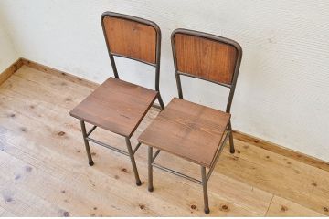 アンティーク家具　古い鉄脚のシンプルな椅子(イス)11