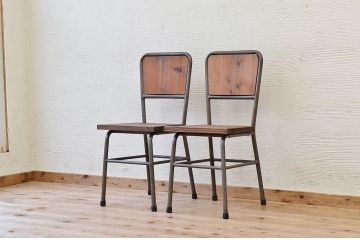 アンティーク家具　古い鉄脚のシンプルな椅子(イス)12