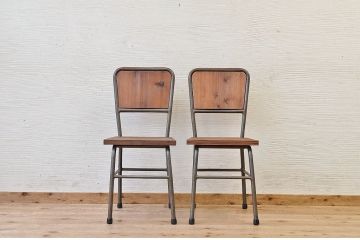 アンティーク家具　古い鉄脚のシンプルな椅子(イス)12