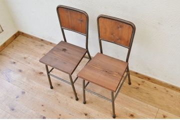 アンティーク家具　古い鉄脚のシンプルな椅子(イス)12