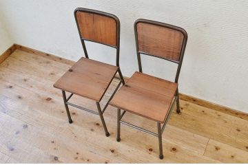 アンティーク家具　古い鉄脚のシンプルな椅子(イス)13