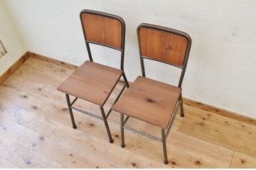 アンティーク家具　古い鉄脚のシンプルな椅子(イス)14