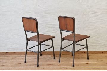 アンティーク家具　古い鉄脚のシンプルな椅子(イス)14