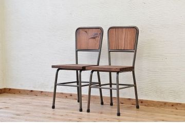アンティーク家具　古い鉄脚のシンプルな椅子(イス)15