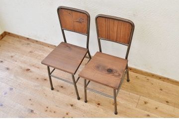 アンティーク家具　古い鉄脚のシンプルな椅子(イス)15