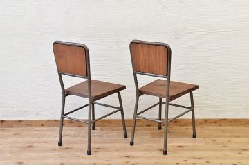 アンティーク家具　古い鉄脚のシンプルな椅子(イス)15