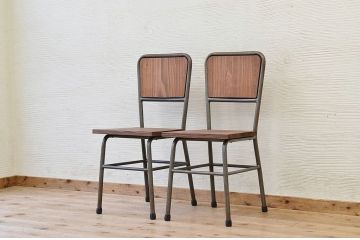 アンティーク家具　古い鉄脚のシンプルな椅子(イス)16