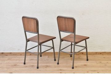アンティーク家具　古い鉄脚のシンプルな椅子(イス)16