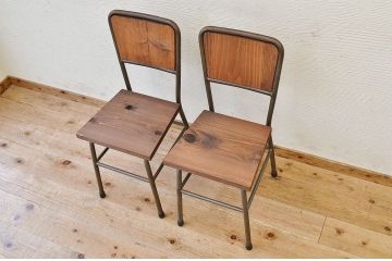 アンティーク家具　古い鉄脚のシンプルな椅子(イス)18