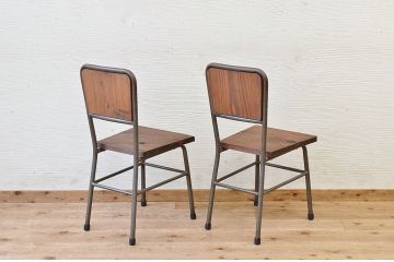 アンティーク家具　古い鉄脚のシンプルな椅子(イス)18