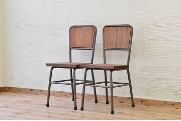 アンティーク家具　古い鉄脚のシンプルな椅子(イス)19
