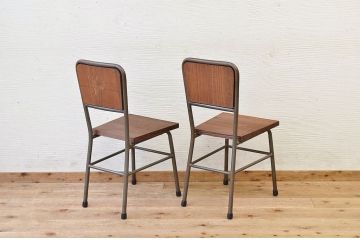 アンティーク家具　古い鉄脚のシンプルな椅子(イス)19