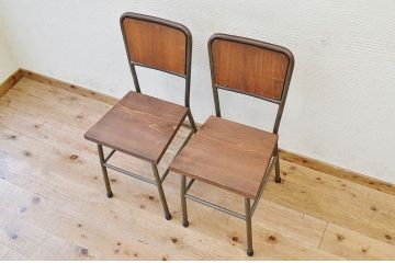 アンティーク家具　古い鉄脚のシンプルな椅子(イス)20