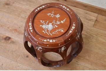 中古　唐木造りの高級螺鈿象嵌花台