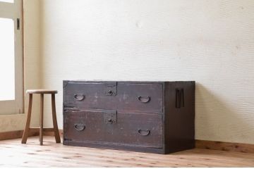 アンティーク家具　ジャンク品!使い込まれた時代箪笥ローボード(ローチェスト)
