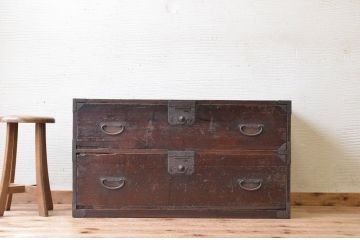 アンティーク家具　ジャンク品!使い込まれた時代箪笥ローボード(ローチェスト)