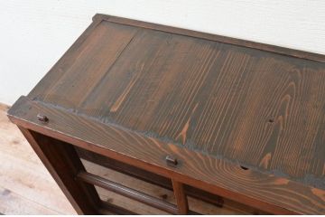 アンティーク家具　大きな二段重ねアンティーク収納棚(飾り棚、食器棚)