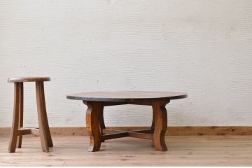 アンティーク家具　古い木のアンティークティーテーブル(ちゃぶ台)