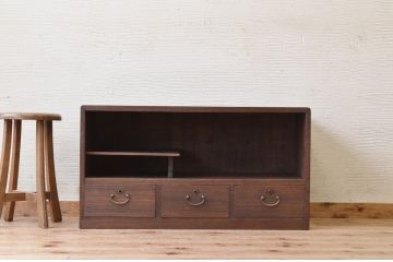 アンティーク家具　古い木のシンプルなアンティークローボード