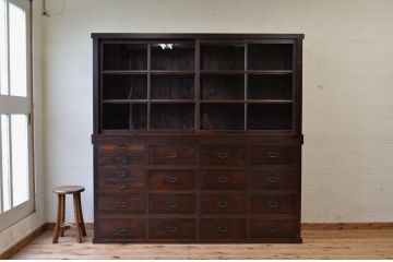 アンティーク家具　明治〜大正　二段重ね引き出し収納棚(薬箪笥)