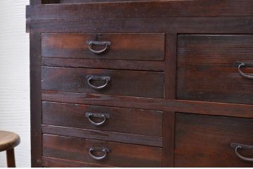 アンティーク家具　明治〜大正　二段重ね引き出し収納棚(薬箪笥)