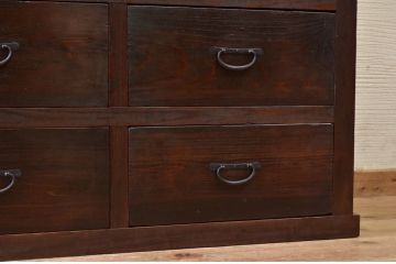 アンティーク家具　明治〜大正　二段重ね引き出し収納棚(薬箪笥)