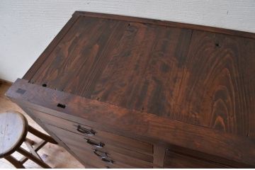 アンティーク家具　明治〜大正　二段重ね引き出し収納棚(薬箪笥)