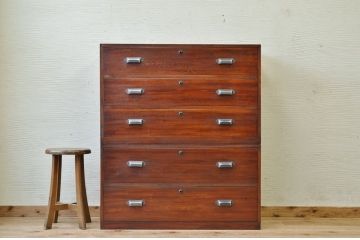 アンティーク家具　☆前面欅!二段重ねアンティークチェスト