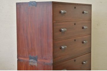 アンティーク家具　☆前面欅!二段重ねアンティークチェスト