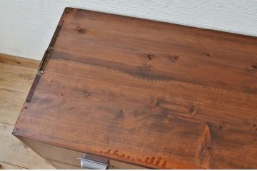 アンティーク家具　☆前面欅!二段重ねアンティークチェスト