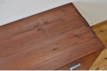 アンティーク家具　☆前面欅!二段重ねアンティークチェスト