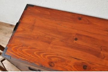 アンティーク家具　☆古民具　骨董　古い欅材の二段重ね時代箪笥