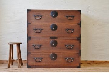 アンティーク家具　☆古民具　骨董　二段重ねシンプルな時代箪笥
