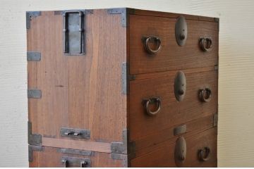 アンティーク家具　☆古民具　骨董　二段重ねシンプルな時代箪笥