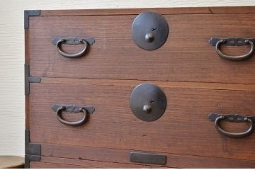 アンティーク家具　☆古民具　骨董　二段重ねシンプルな時代箪笥