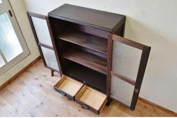 アンティーク家具　ダイヤガラスアンティーク本箱