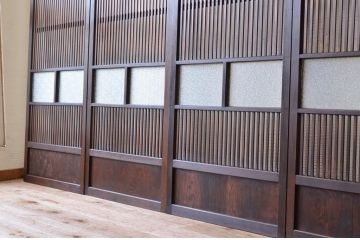 古民具　骨董　ダイヤガラス格子戸4枚セット