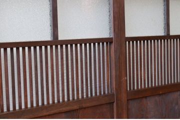 古民具　骨董　ダイヤガラス格子戸4枚セット
