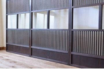 古民具　骨董　シックな格子戸3枚セット