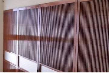 古民具　骨董　古お家のダイヤガラス格子戸4枚セット