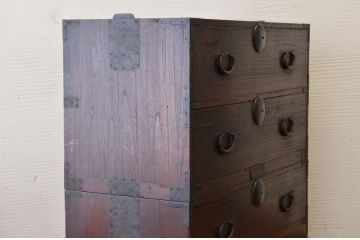 アンティーク家具　☆素敵な雰囲気!古い木の二段重ね時代箪笥