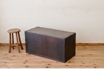 アンティーク家具　古民具　骨董　引き出し付き結霜ガラスローボード