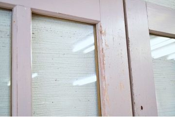 古い学校のペイントガラス戸2枚セット
